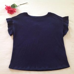 NWT Michael Kors Blue Cap Sleeve Blouse Sz M